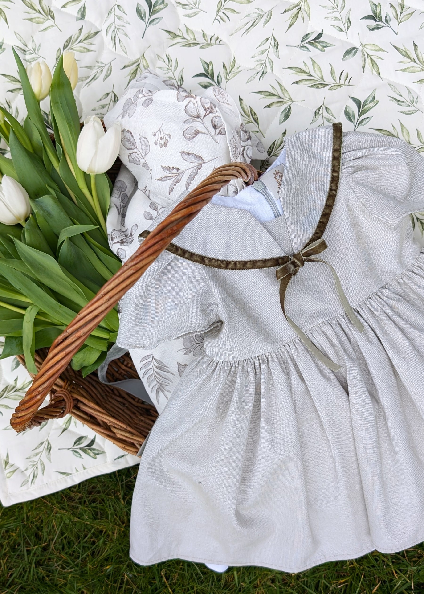 Sage Green Girls Sailor Collar Dress