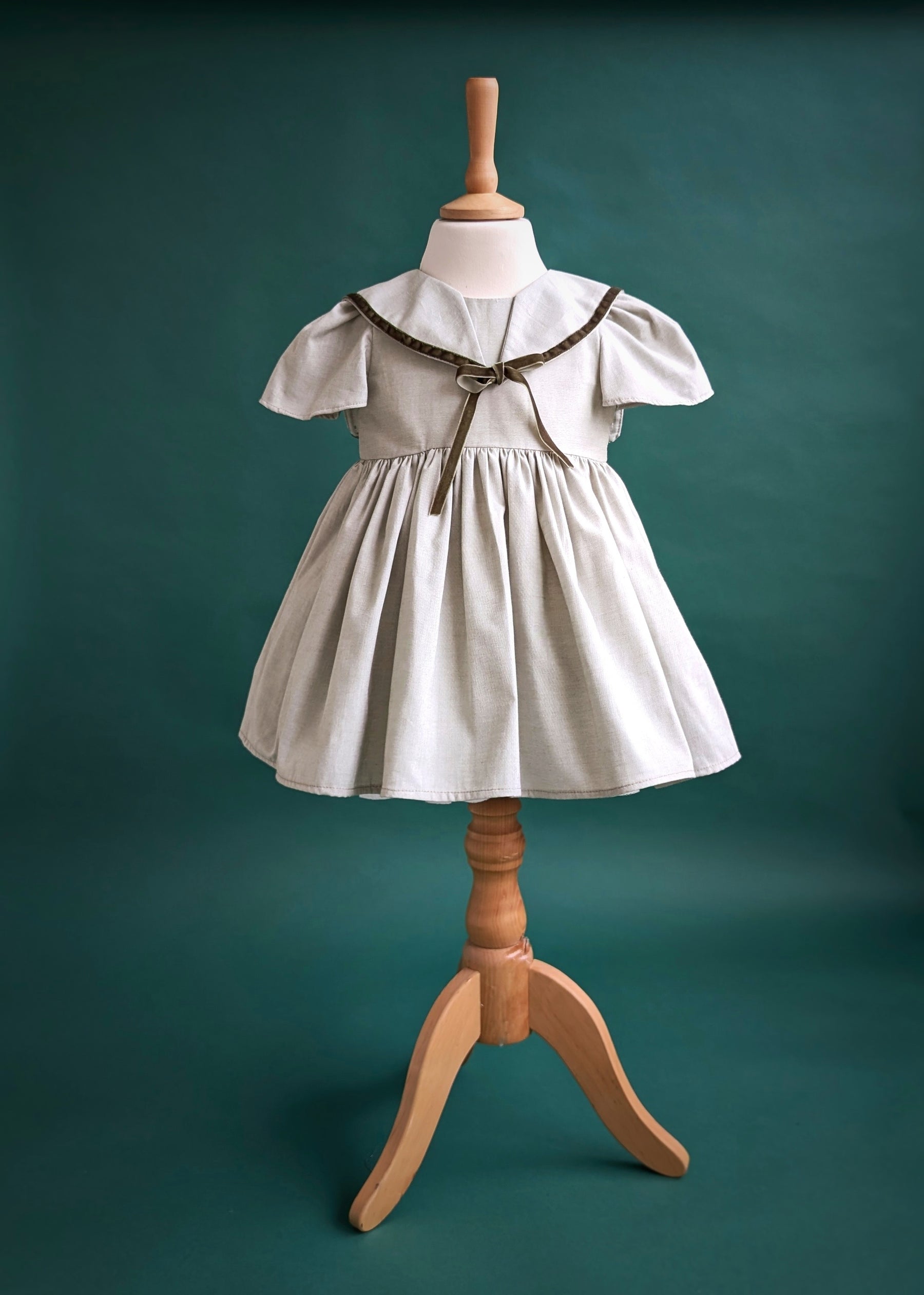 Sage Green Girls Sailor Collar Dress