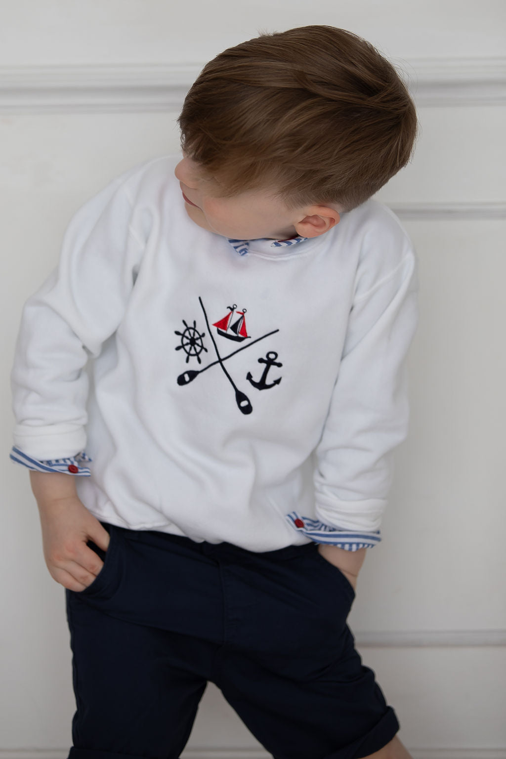 Limited Edition White Boating Sweater - Arthur Benjamin & Co