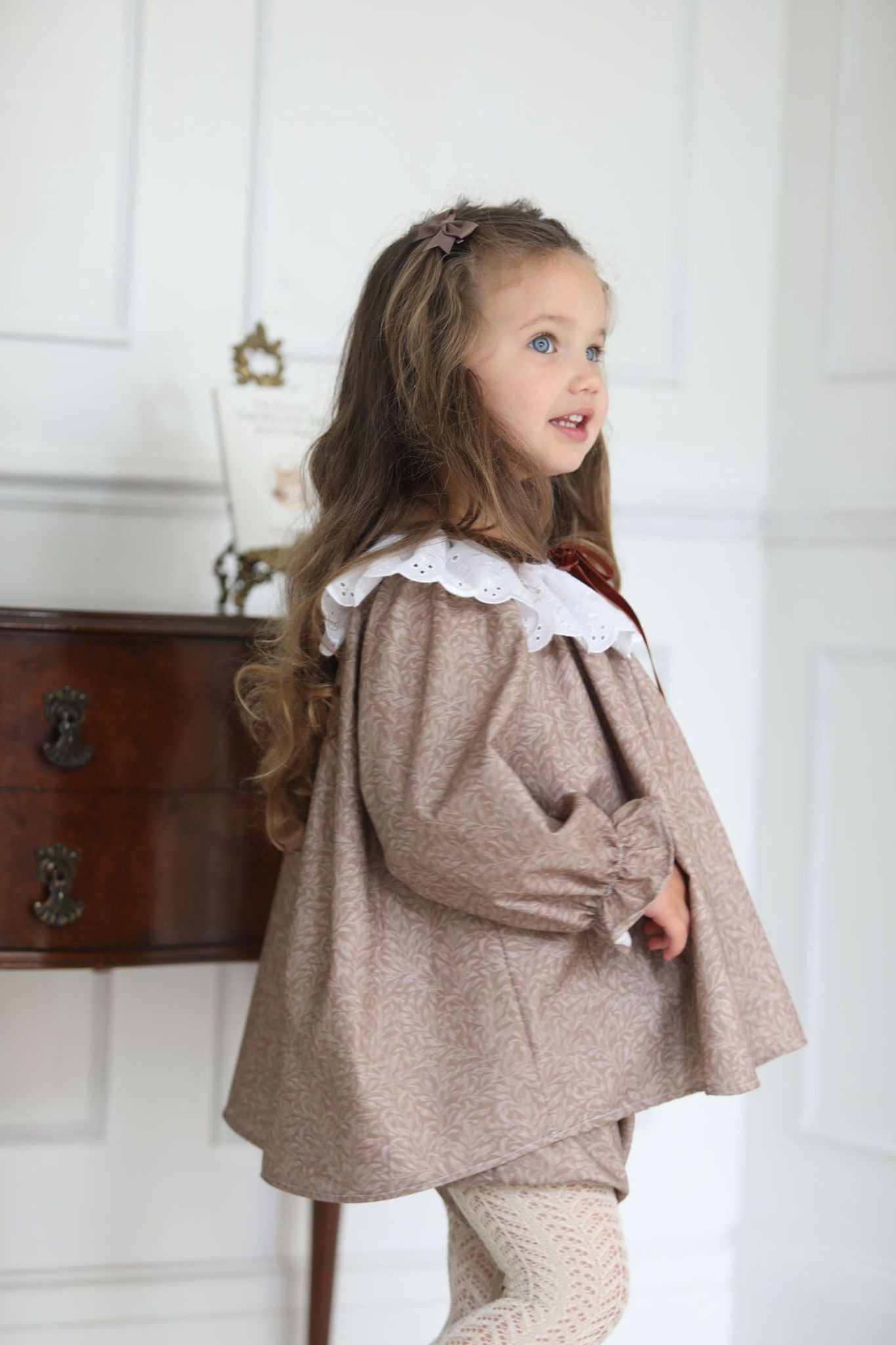 Primrose Dress & Bloomers Set | William Morris Soft Beige