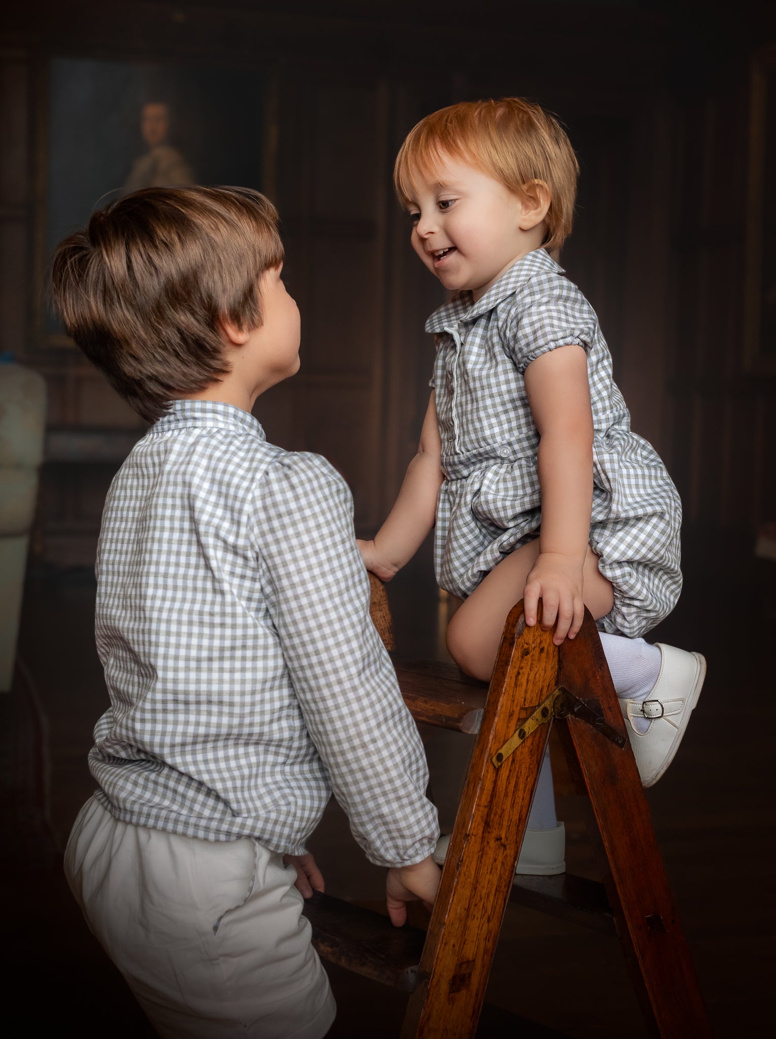 Grey Gingham Romper