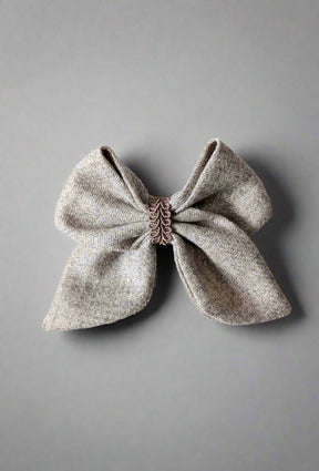 100% Wool Handcrafted Hair Bow. Neutral Shade British Wool Hair Bow