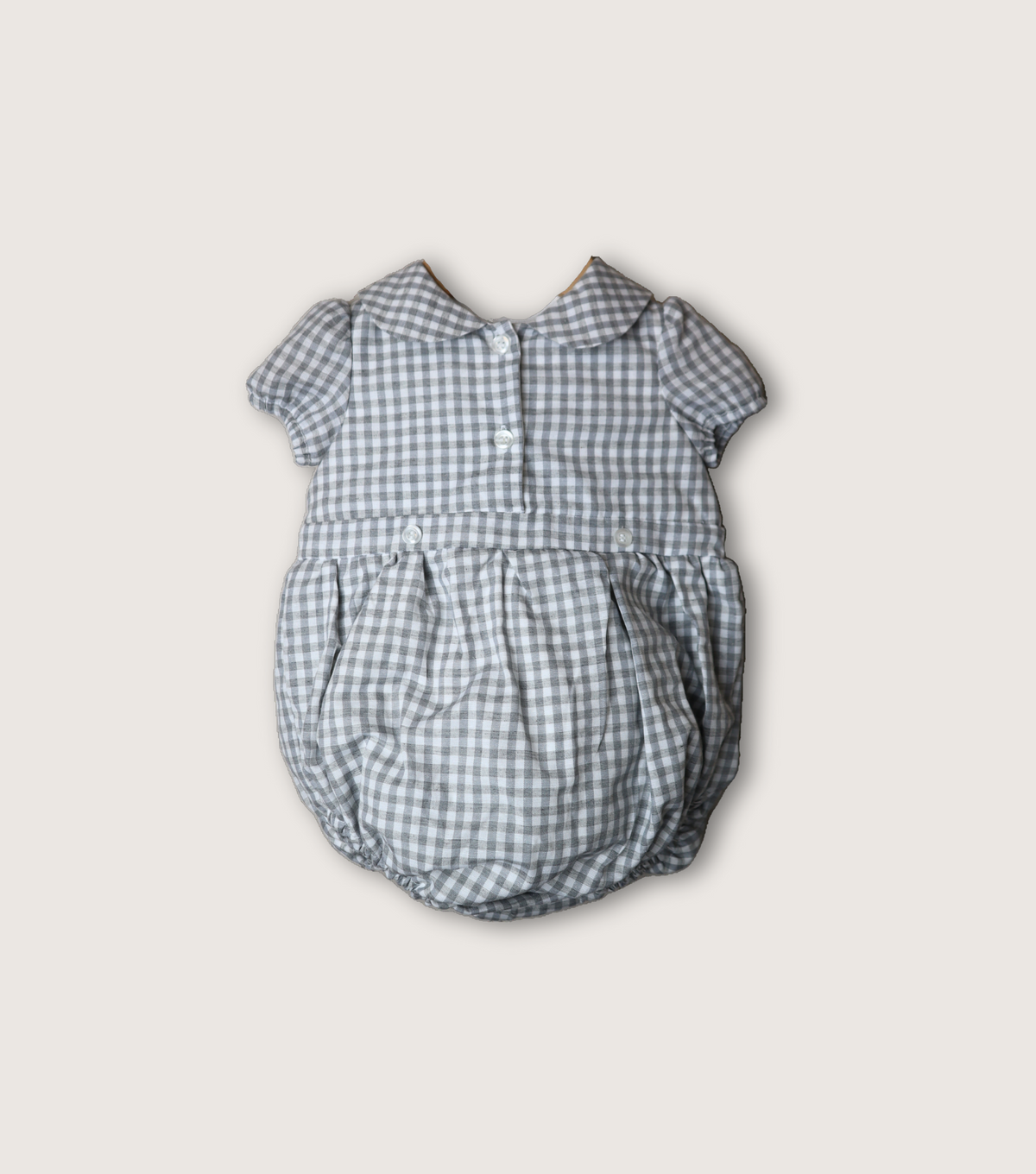 Grey Gingham Cotton Baby Romper