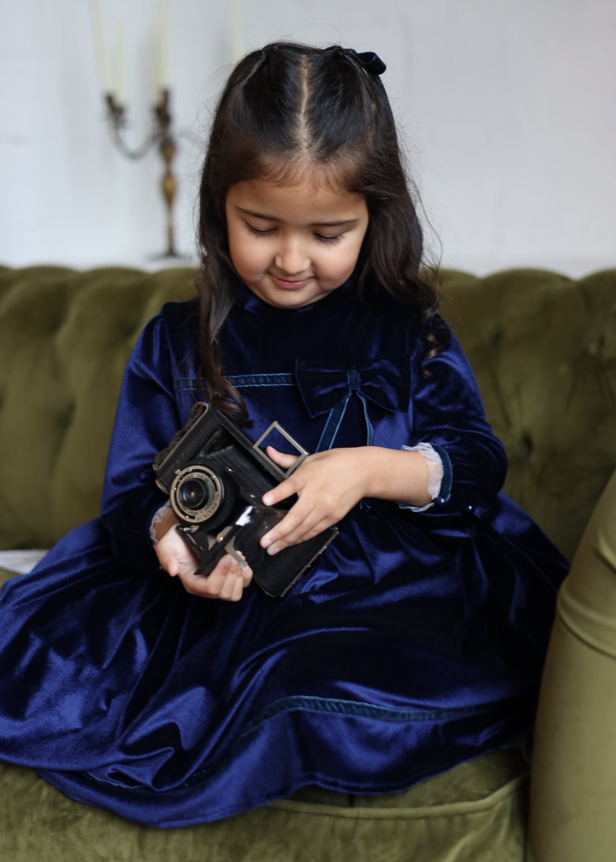 Navy Blue Velvet Felicity Dress