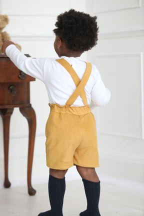 Boys Braced Shorts in Ochre