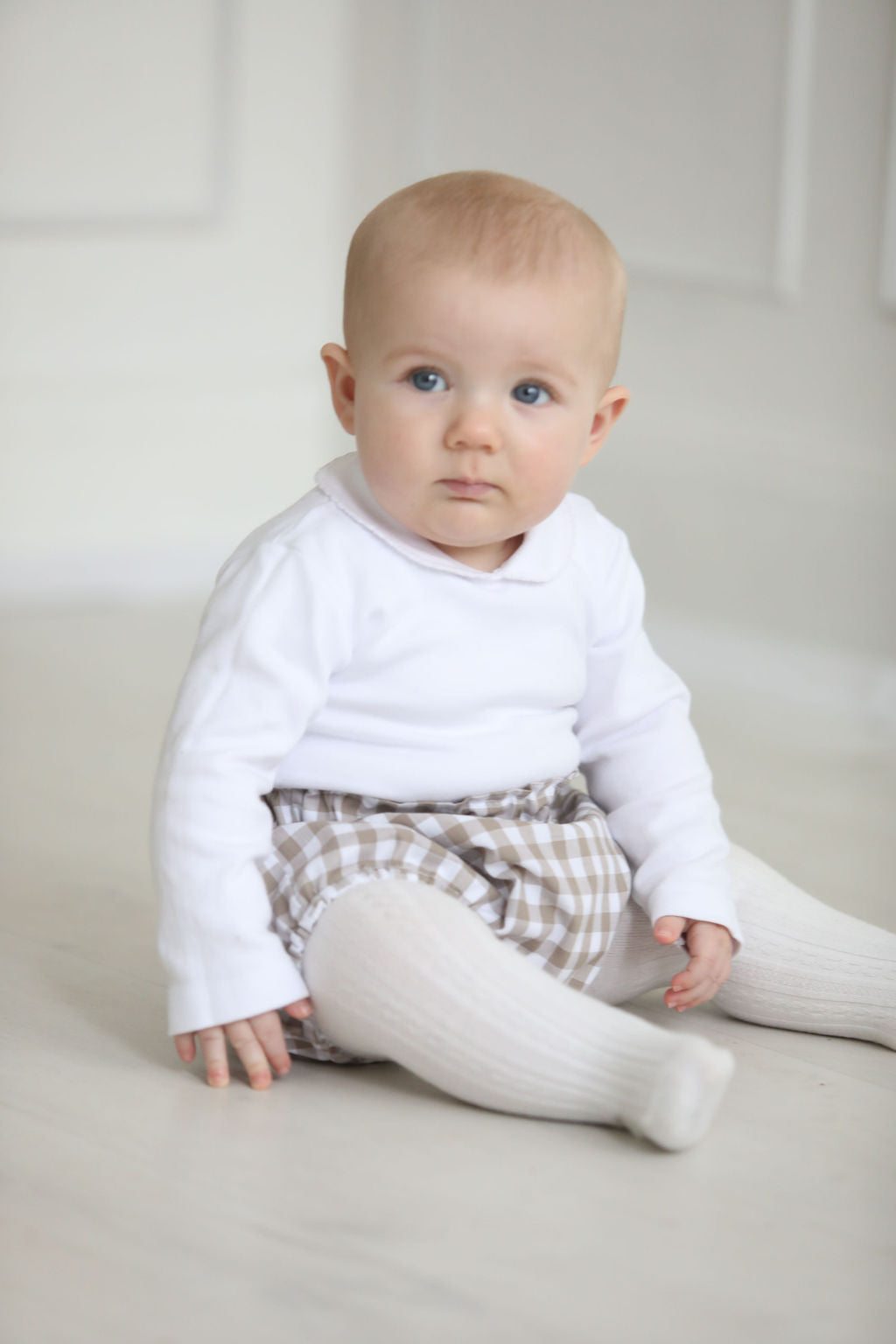 Gingham Bloomers in Sand (0-4 years)