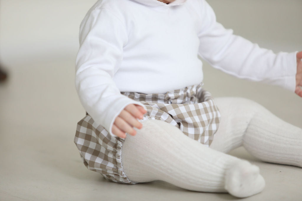 Gingham Bloomers in Sand (0-4 years)