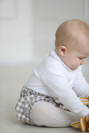 Gingham Bloomers in Sand (0-4 years)