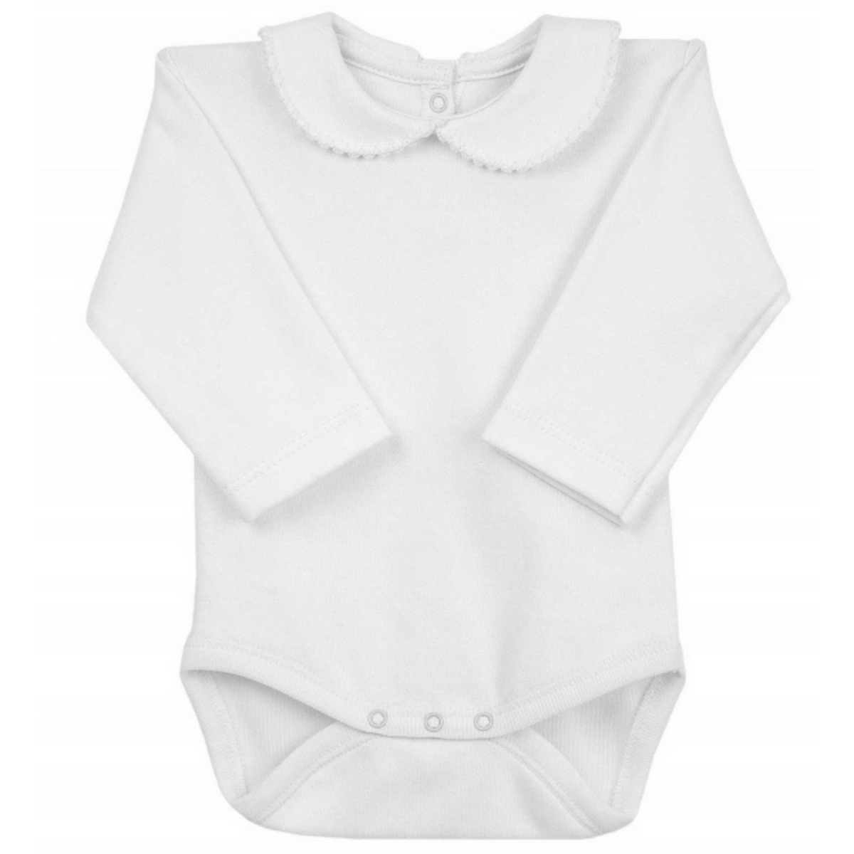 Peter Pan Collar Long Sleeve Bodysuit in White (3 months - 3 years)