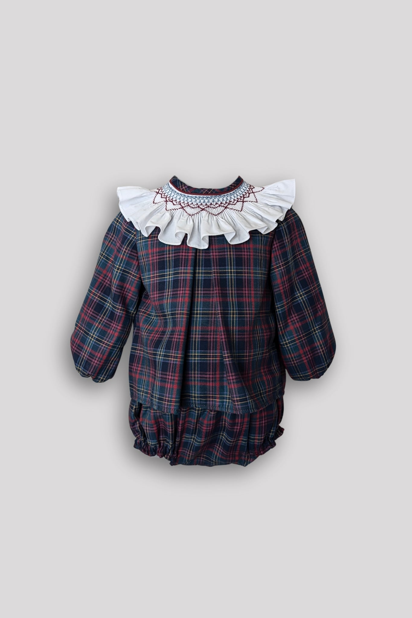 Burleigh Tartan Smock Collar Blouse & Bloomers
