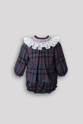 Burleigh Tartan Smock Collar Blouse & Bloomers