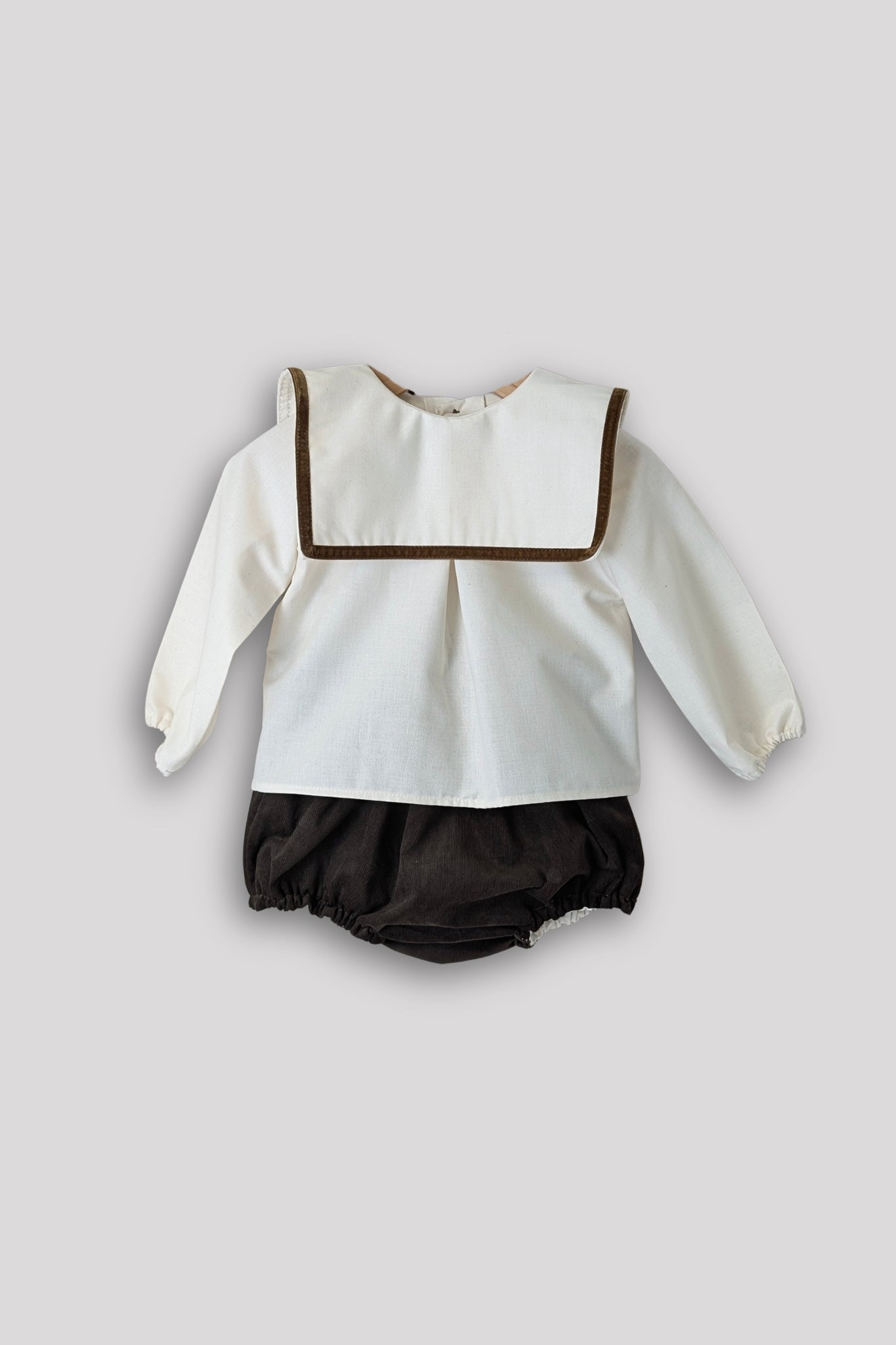 Cream & Brown Sailor Bib Collar Set