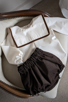 Cream & Brown Sailor Bib Collar Set
