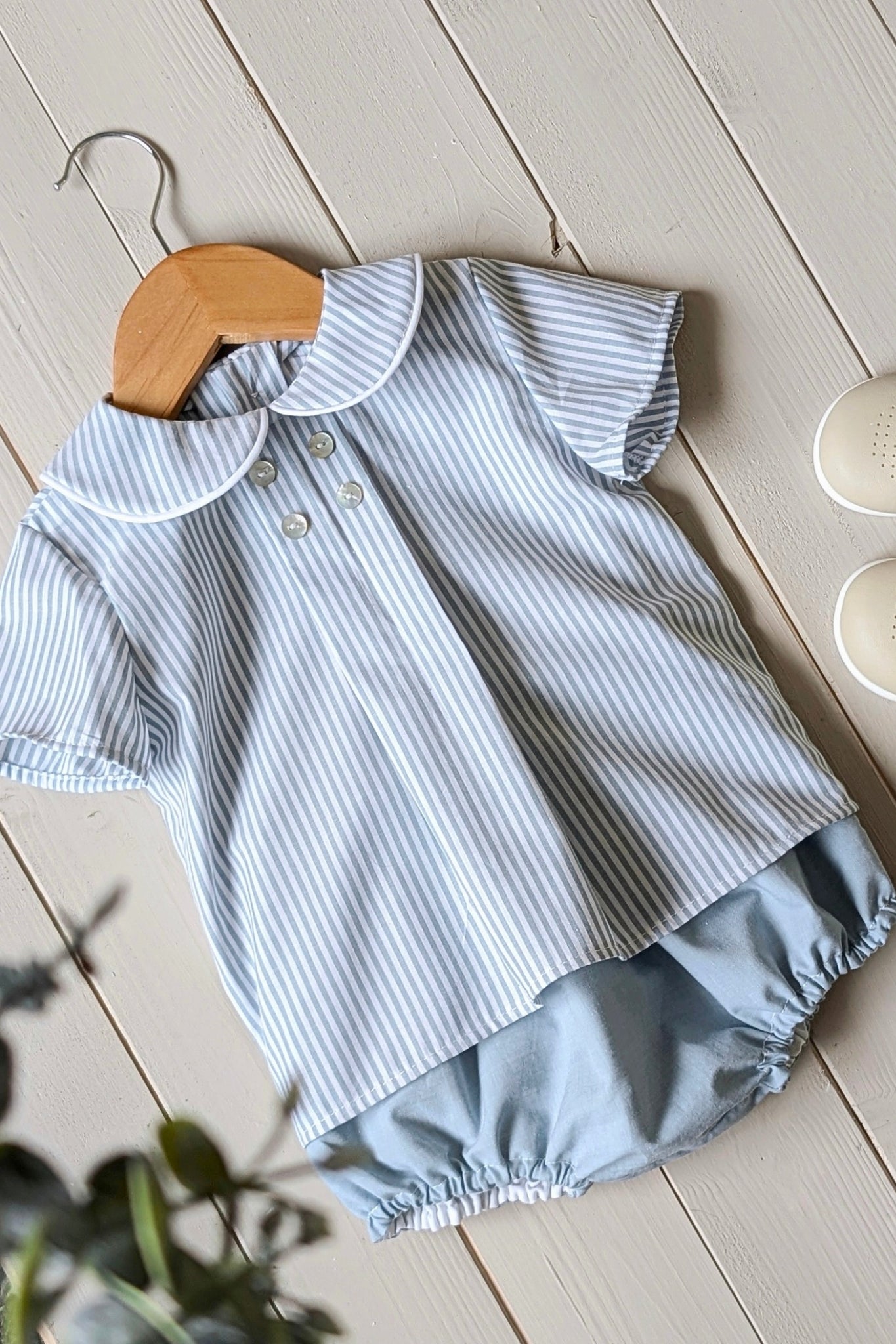 Green Stripe Shirt & Bloomers (Newborn - 5 years)