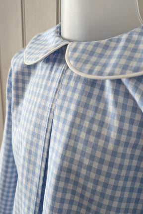 Baby Blue Gingham Pleated Shirt