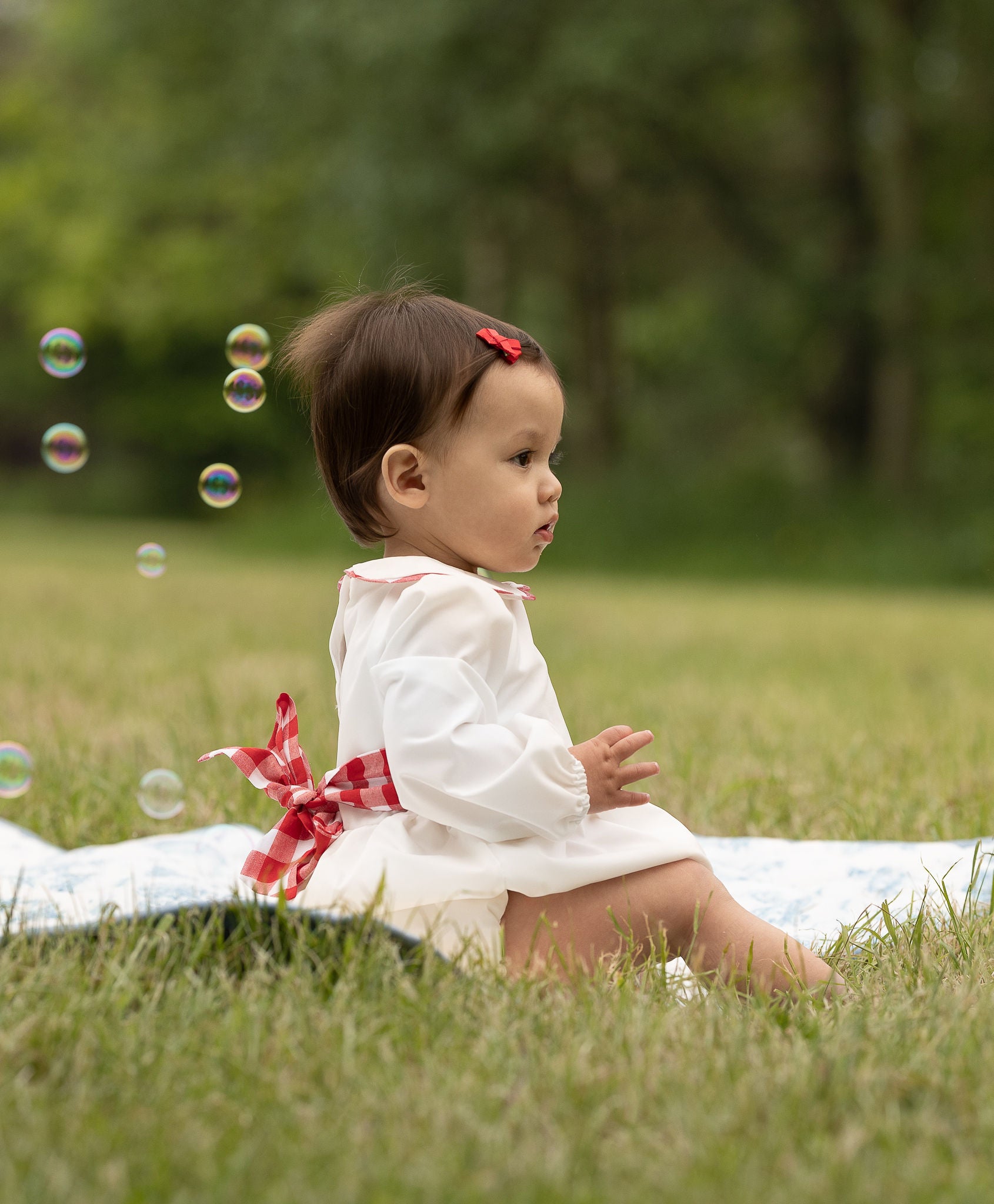 Gingham Bow Girls Romper