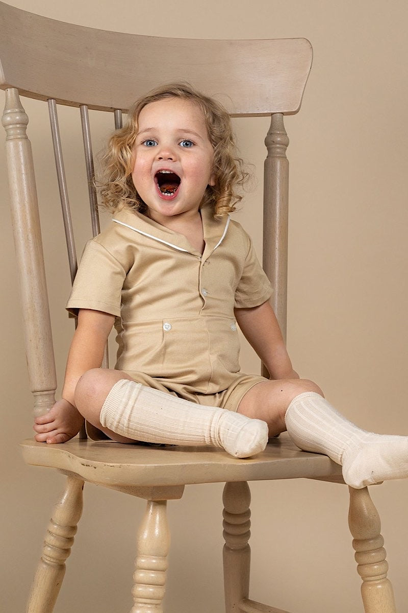 Beige Sailor Romper