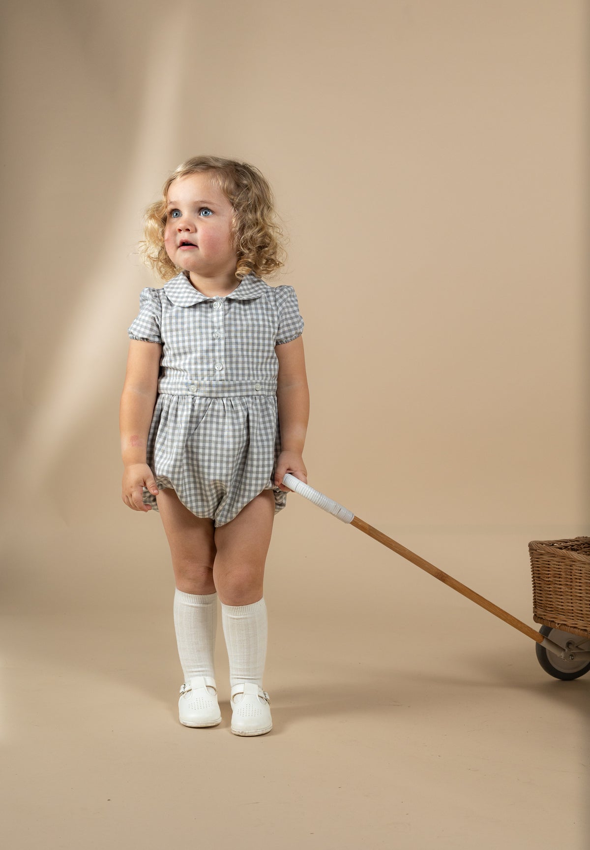 Grey Gingham Romper